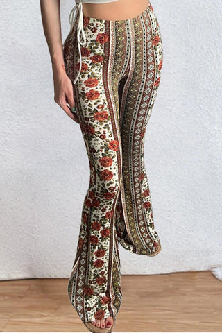 High-Waisted Patterned Flare Pants