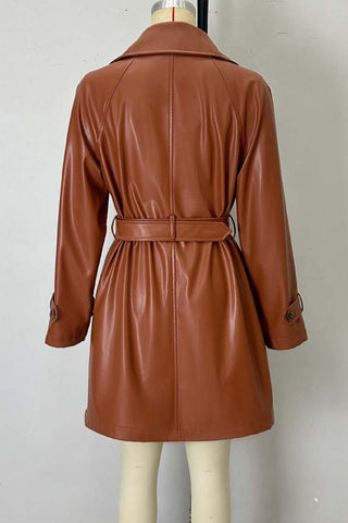 Stylish Double-Breasted Faux Leather Blazer