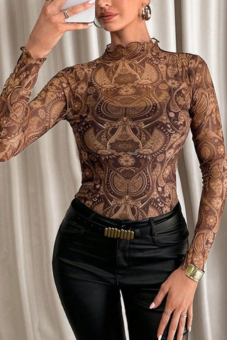 Sleek Animal Print Long Sleeve Top