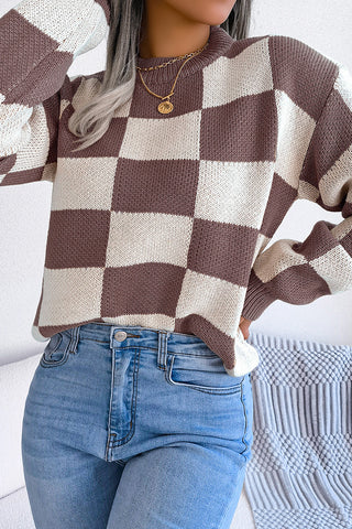 Checkered Knit Sweater