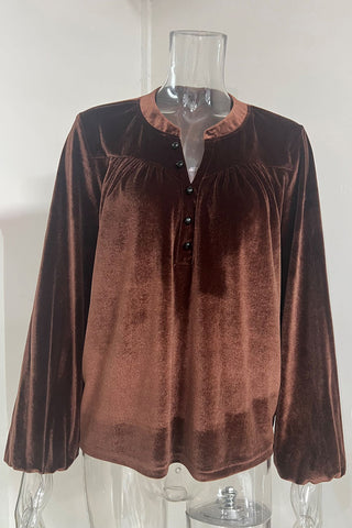 Button-Detail Gathered Blouse