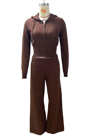 Knitted Two-Piece Flared Pant Set