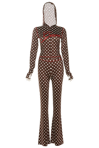 Polka Dot Hooded Pants Set