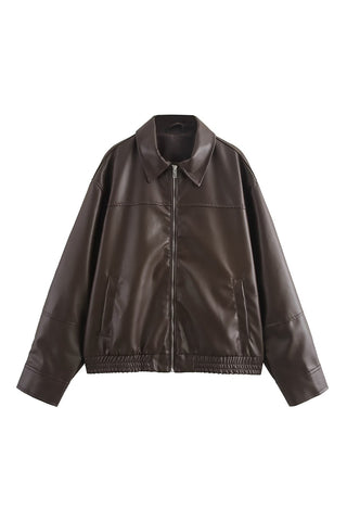 Zip-Front Classic Leather Jacket