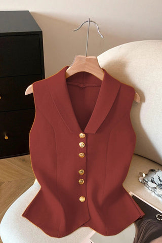 Elegant Button-Front Sleeveless Top