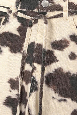 Animal Print Wide-Leg Casual Pants