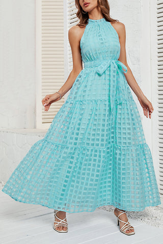 Checkered Halter Maxi Dress