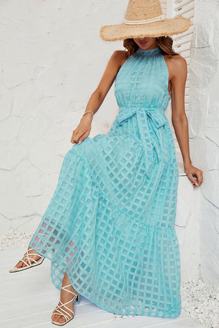 Gingham Halter Maxi Dress