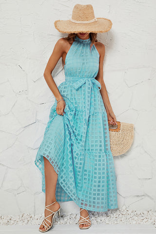 Gingham Halter Maxi Dress