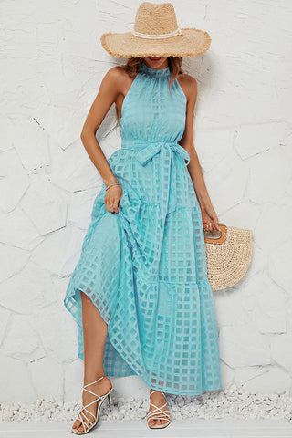 Checkered Halter Maxi Dress