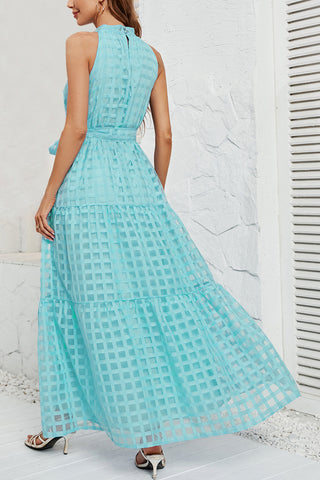 Checkered Halter Maxi Dress