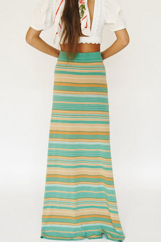 Striped Halter Casual Skirt Ensemble