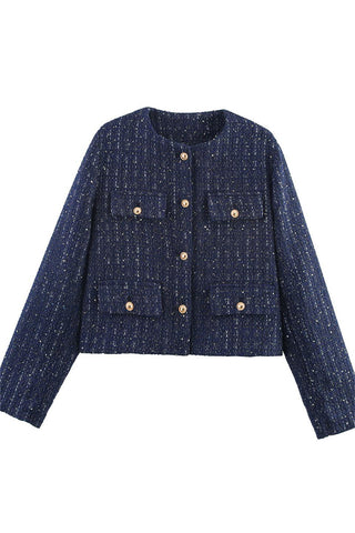 Buttoned Front Cropped Jacket