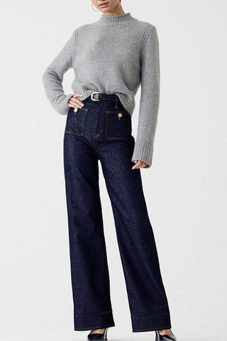 High-Waist Straight-Leg Jeans
