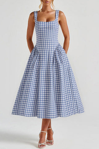 Gingham Sundress with Square Neckline