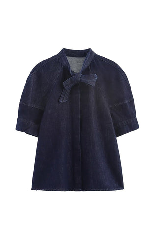 Bow-Tie Button-Front Shirt