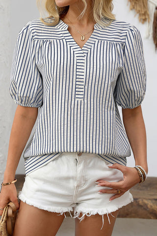 Puff Sleeve Striped Blouse