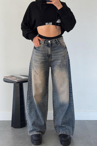 Trendy Wide Leg Denim Jeans