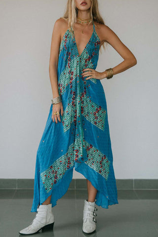 Halter Neck Bohemian Casual Dress
