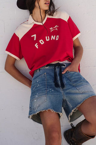 Lace-Up Denim Shorts