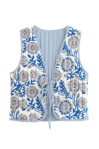 Patchwork Tie-Front Vest