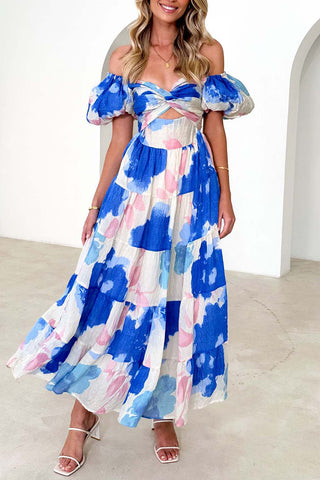 Floral Puff Sleeve Casual Dress