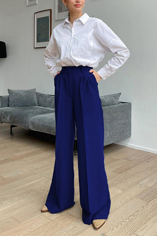 High-Waisted Tailored Casual Pants