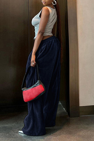 Elastic Waist Relaxed Wide-Leg Pants