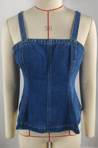 Denim Tank Top with Square Neckline