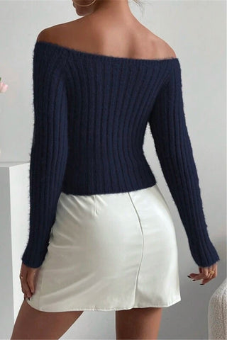 Off-Shoulder Ribbed Sweater