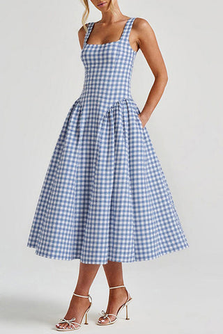 Gingham Sundress with Square Neckline