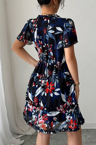 Floral V-Neck Ruffle Dress