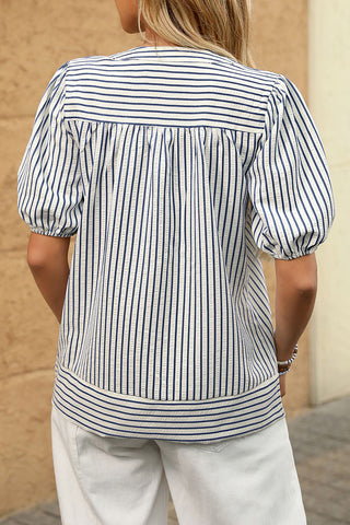 Puff Sleeve Striped Blouse