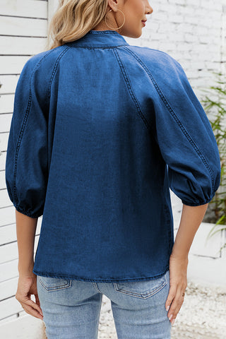 Stylish Bow-Tie Puff Sleeve Shirt