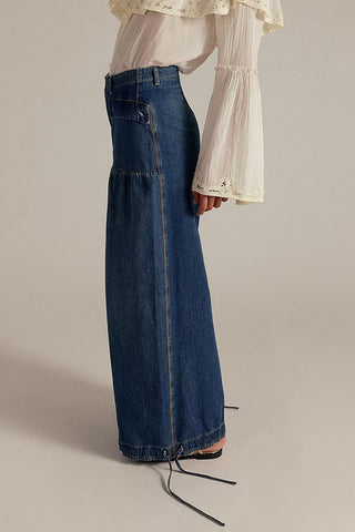 Elastic-Cuff Straight Denim Jeans