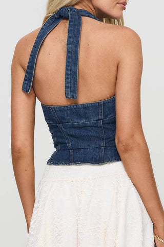 Button-Front Denim Tank Top