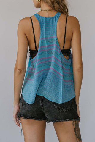 Printed Tank Top with Asymmetrical Hem