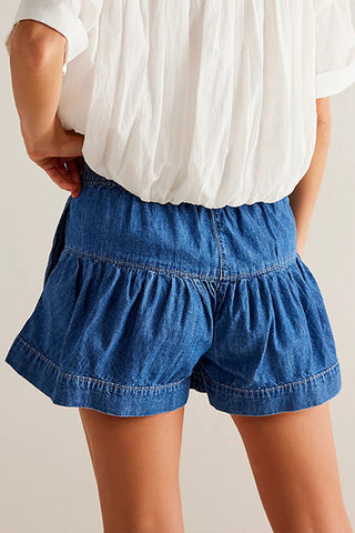 Button-Front Denim Shorts