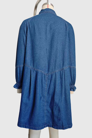 Cuffed Sleeve Denim Shirt Dress