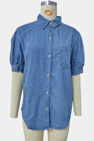 Puff Sleeve Button-Front Shirt