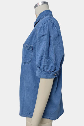 Puff Sleeve Button-Front Shirt