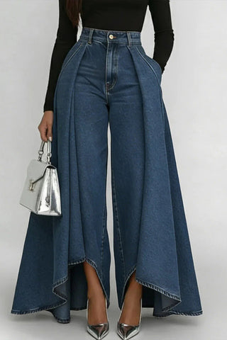Wide-Leg High-Waisted Jeans