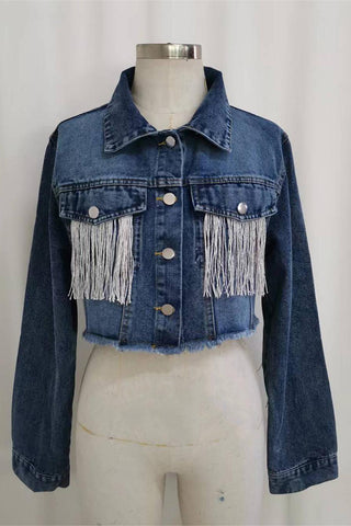 Fringed Cropped Denim Jacket