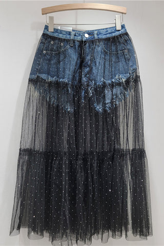 Layered Skirt with Sheer Overlay