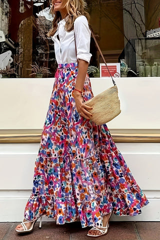 Patterned Patchwork Maxi Skirt