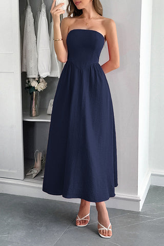 Strapless Midi Casual Dress