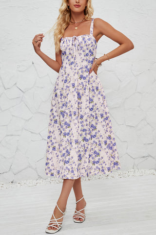 Floral Print Sundress with Slit Detail