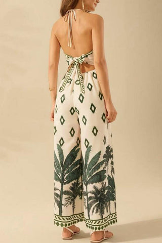 Palm Tree Halter Jumpsuit