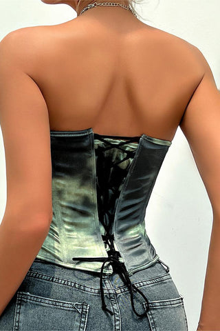 Strapless Artistic Print Corset Top