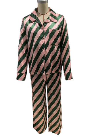 Striped Button-Up Pants Set